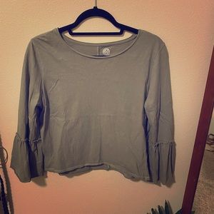 Green Long Sleeve Crop Top